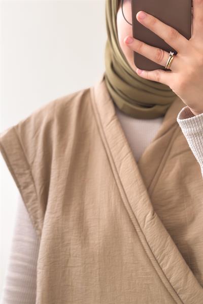 Kapitone Yelek - Bej