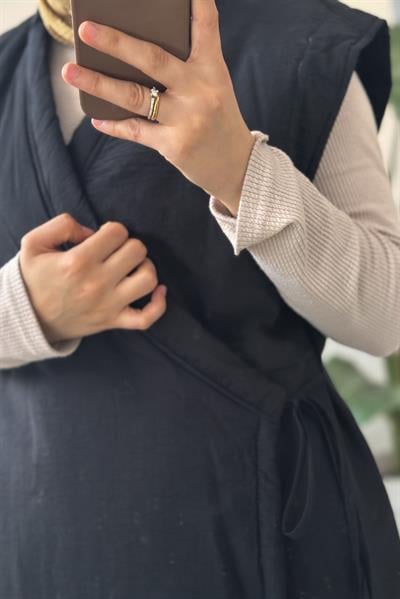 Kapitone Yelek - Siyah