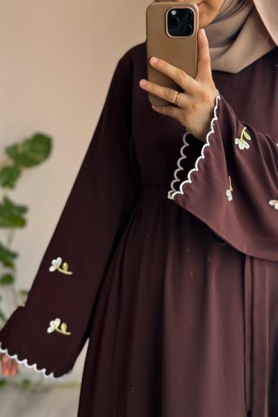 Kardelen Nakışlı Elbise - Acı kahve