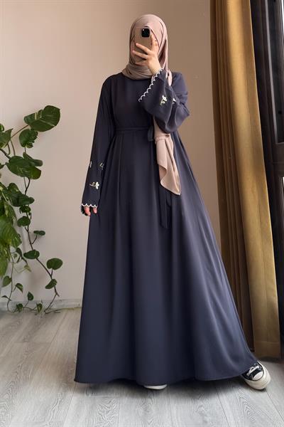 Kardelen Nakışlı Elbise - Antrasit