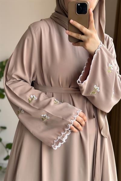 Kardelen Nakışlı Elbise - Bej