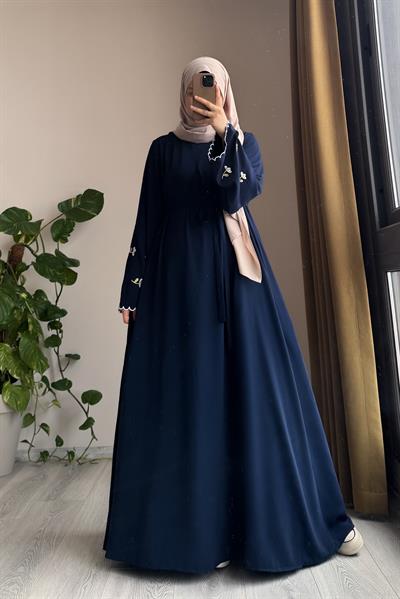 Kardelen Nakışlı Elbise - Lacivert