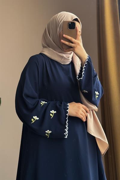 Kardelen Nakışlı Elbise - Lacivert