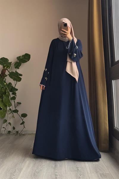 Kardelen Nakışlı Elbise - Lacivert