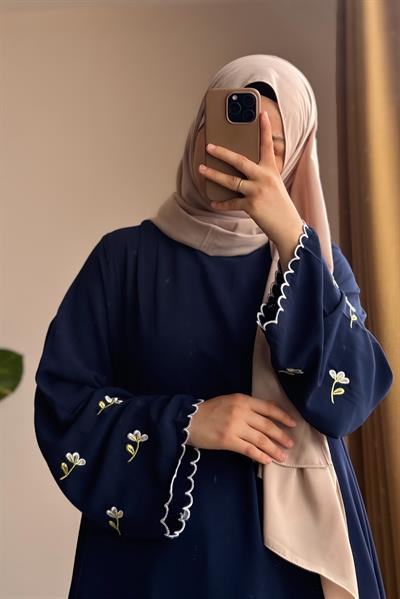 Kardelen Nakışlı Elbise - Lacivert