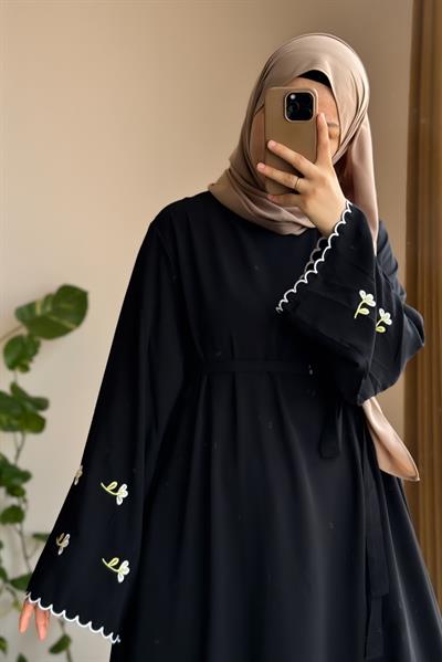 Kardelen Nakışlı Elbise - Siyah