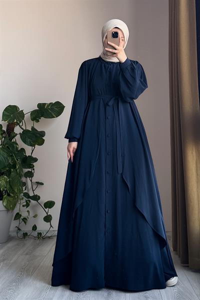 Kat Detaylı Ferace - Lacivert