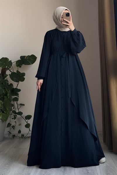 Kat Detaylı Ferace - Siyah