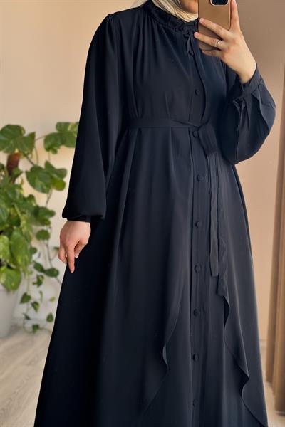 Kat Detaylı Ferace - Siyah