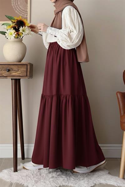 Katlı Etek - Bordo
