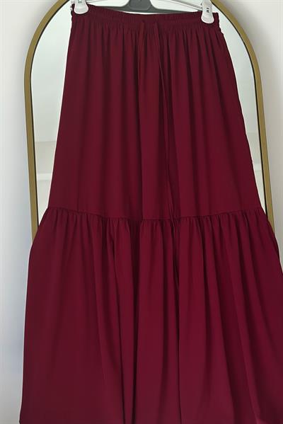 Katlı Etek - Bordo
