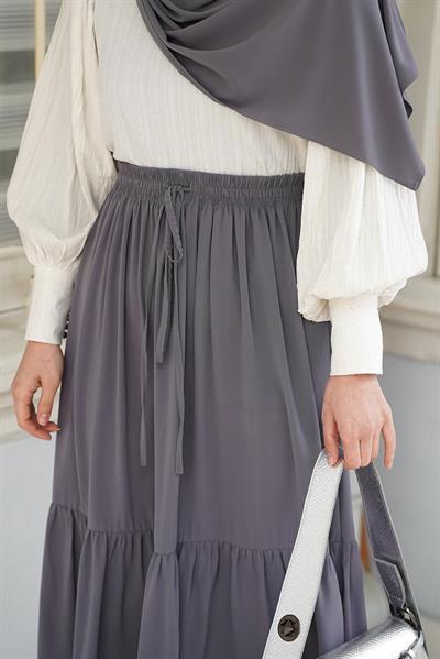Katlı Etek - Gri