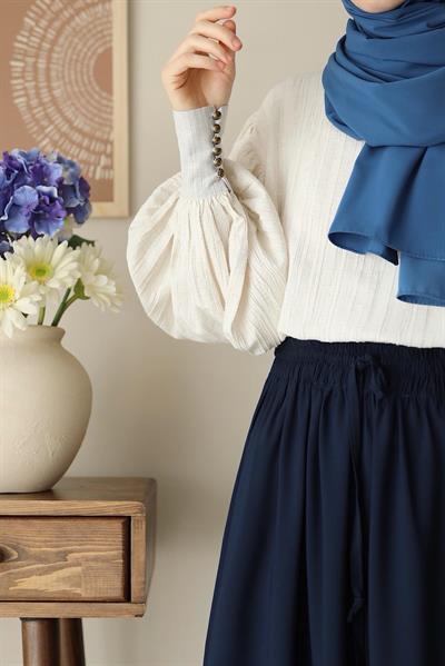 Katlı Etek - Lacivert