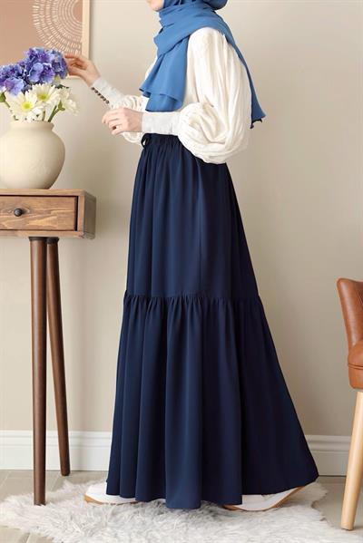Katlı Etek - Lacivert
