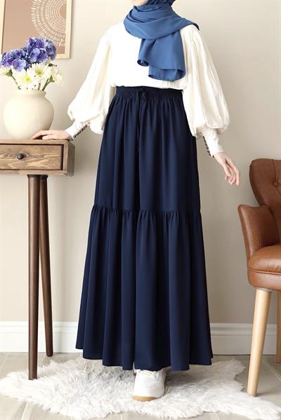 Katlı Etek - Lacivert