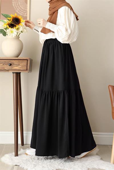Katlı Etek - Siyah