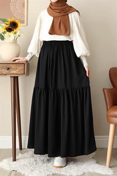 Katlı Etek - Siyah