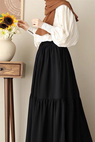 Katlı Etek - Siyah