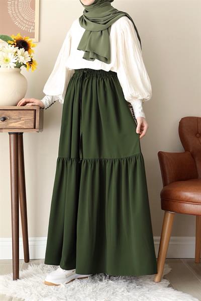 Katlı Etek - Zümrüt yeşil