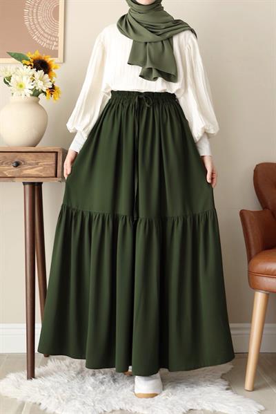 Katlı Etek - Zümrüt yeşil