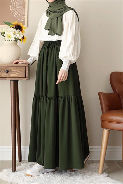 Katlı Etek - Zümrüt yeşil