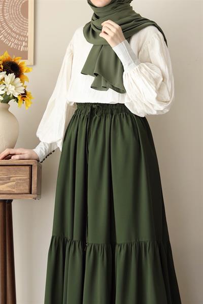 Katlı Etek - Zümrüt yeşil