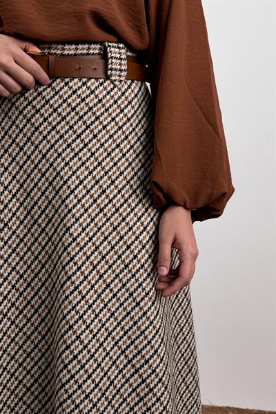 Kazayağı Kloş Etek - Vizon