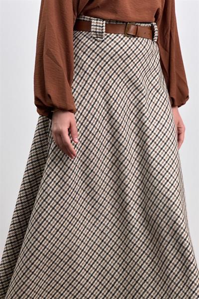 Kazayağı Kloş Etek - Vizon