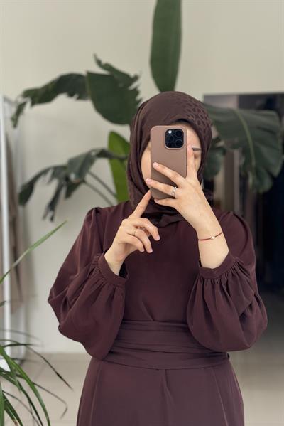 Kemerli Rüya Elbise - Acı kahve