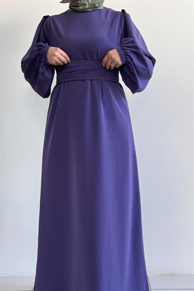 Kemerli Rüya Elbise - Lavanta