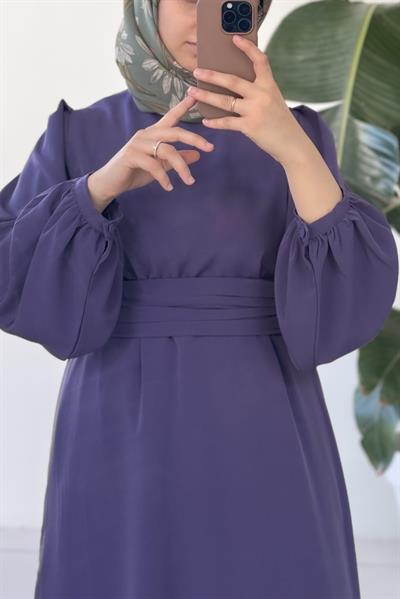 Kemerli Rüya Elbise - Lavanta