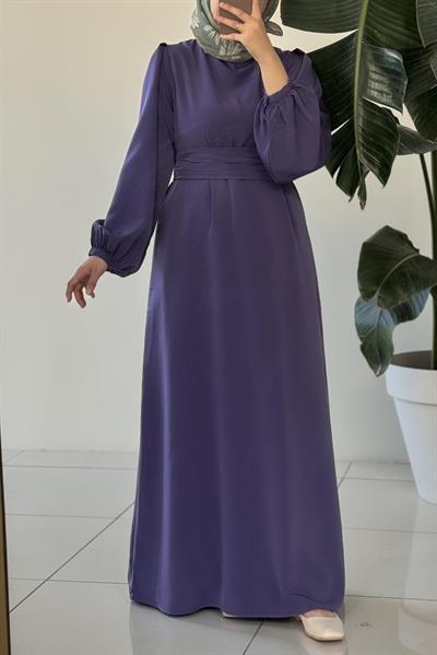 Kemerli Rüya Elbise - Lavanta