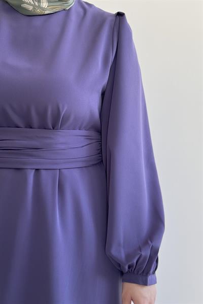 Kemerli Rüya Elbise - Lavanta