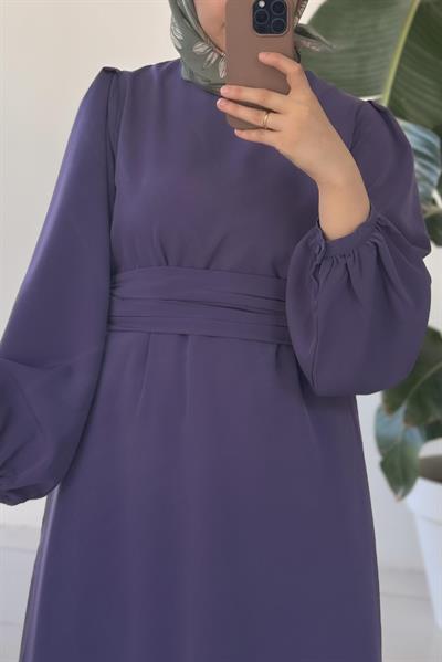 Kemerli Rüya Elbise - Lavanta