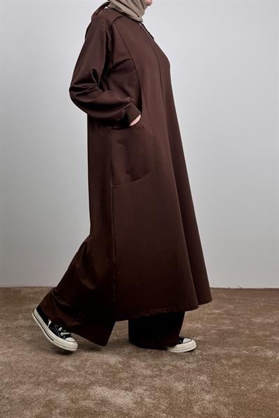 Kesik Cep Sweat Takım - Acı kahve