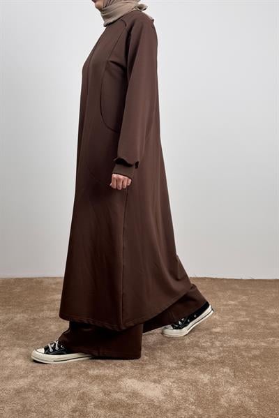 Kesik Cep Sweat Takım - Acı kahve