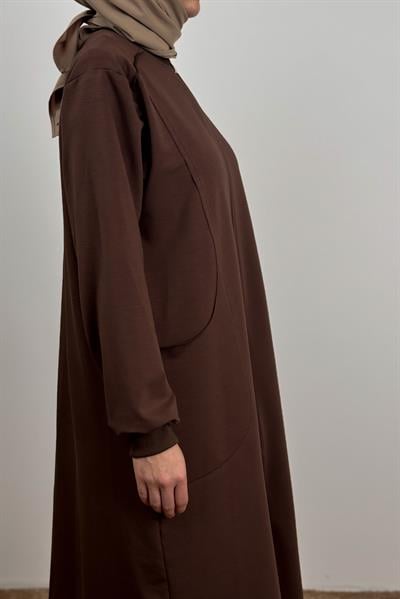 Kesik Cep Sweat Takım - Acı kahve