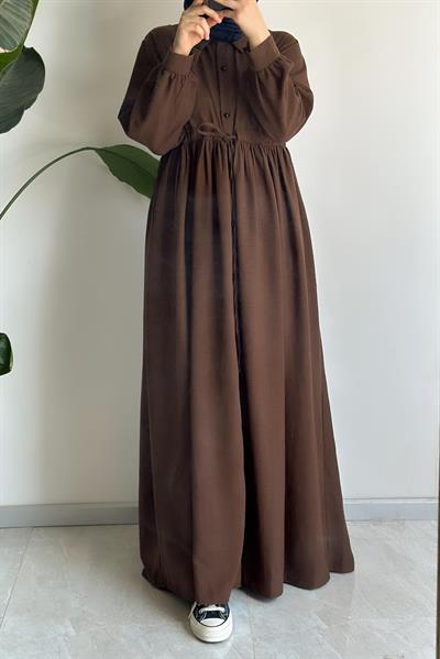 Keten Elbise Ferace - Acı kahve