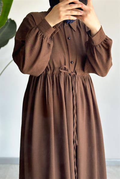 Keten Elbise Ferace - Acı kahve
