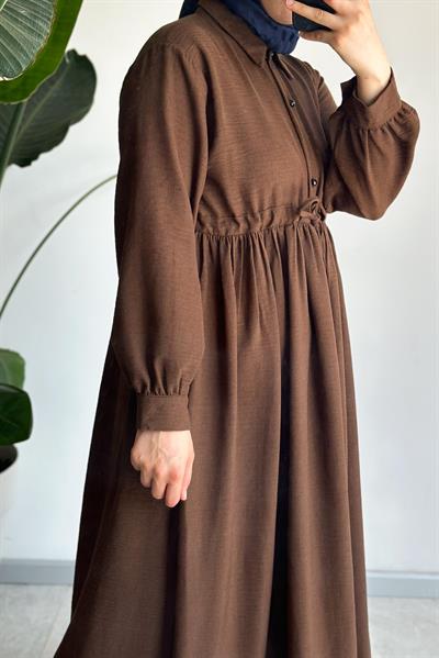 Keten Elbise Ferace - Acı kahve