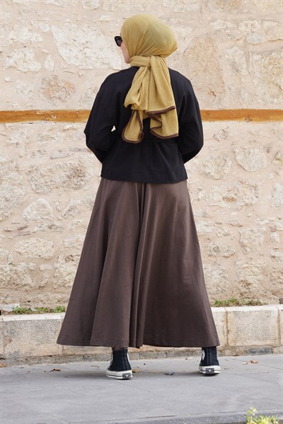 Keten Pantolon Etek - Kahve