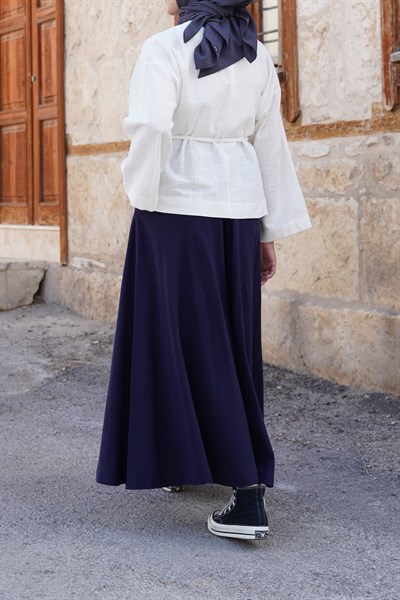 Keten Pantolon Etek - Lacivert