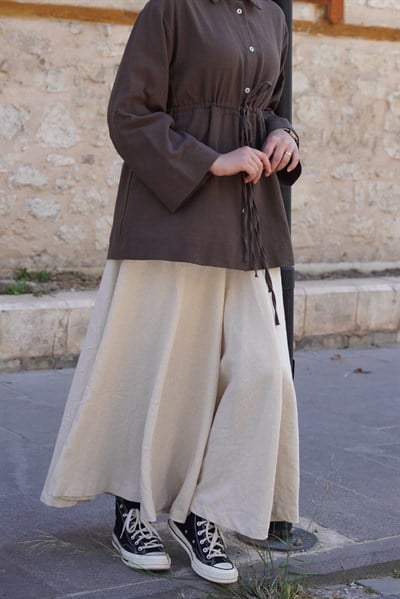 Keten Pantolon Etek - Natural