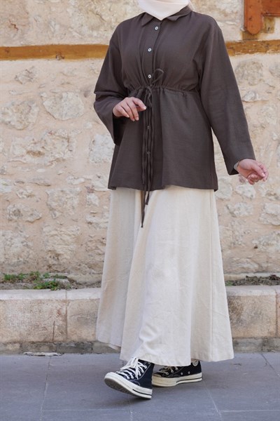 Keten Pantolon Etek - Natural