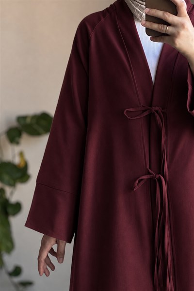 Keten Pantolonlu Takım - Bordo