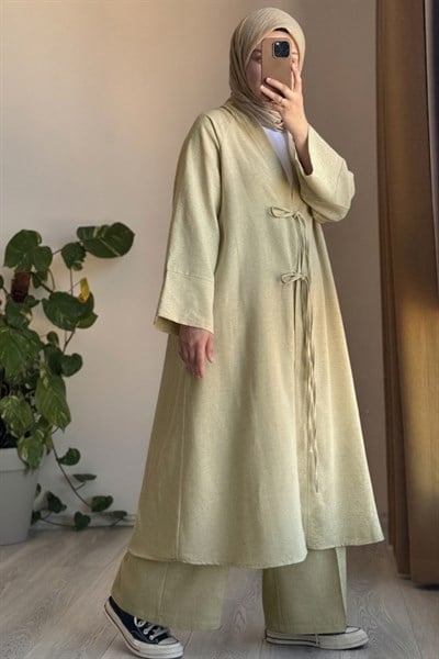 Ande Tesettür, Keten Pantolonlu Takım, Keten Pantolonlu Takım - Ihlamur