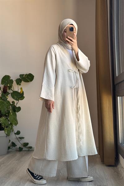 Keten Pantolonlu Takım - Natural