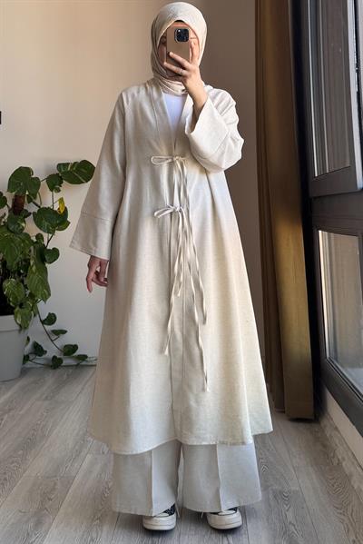 Keten Pantolonlu Takım - Natural