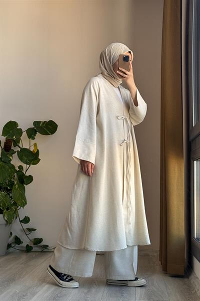 Keten Pantolonlu Takım - Natural