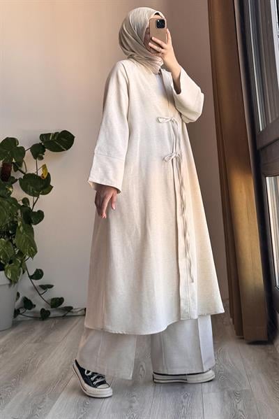 Keten Pantolonlu Takım - Natural